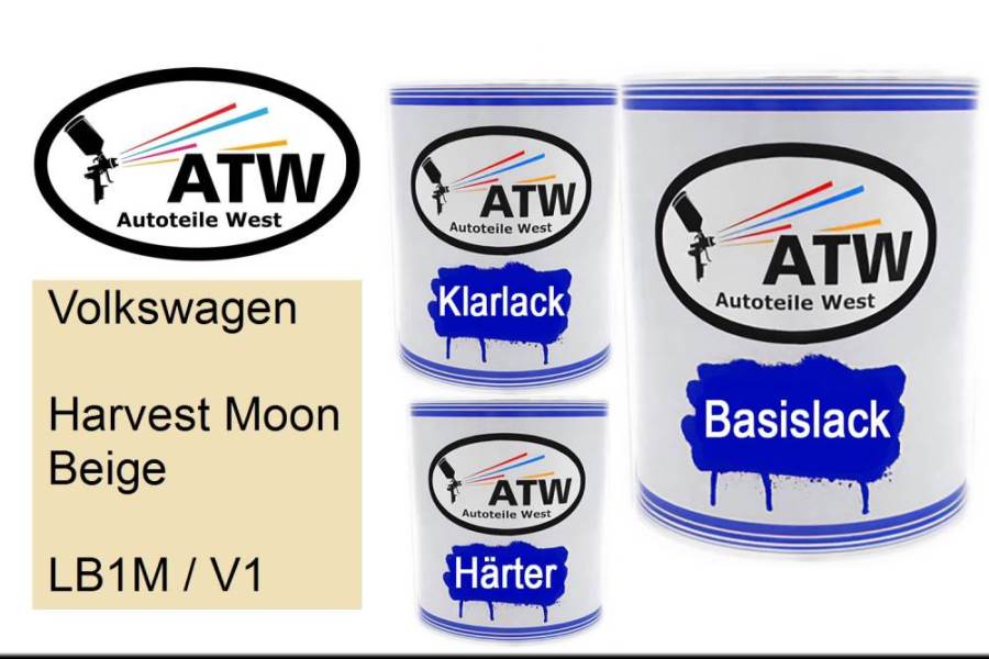 Volkswagen, Harvest Moon Beige, LB1M / V1: 1L Lackdose + 1L Klarlack + 500ml Härter - Set, von ATW Autoteile West.